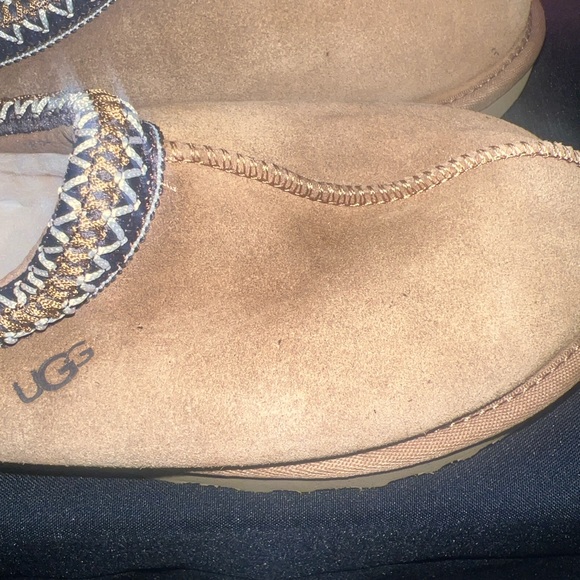 Ugg Plush Tasman chestnut winter tan wool blend slip on fuzzy slippers - Picture 11 of 12
